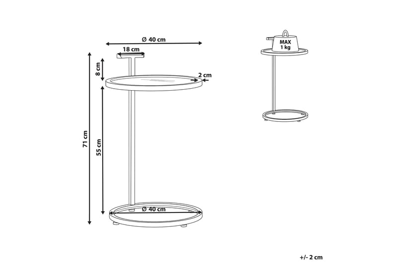 Cain Sidebord 40 cm - Gull/Transparent - Møbler - Bord - Avlastningsbord & sidobord - Lampebord & sidebord