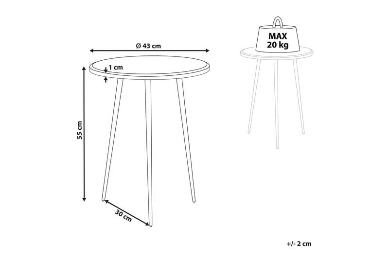 Ferdinanda Sidebord 43 cm - Gull/Svart - Møbler - Bord - Avlastningsbord & sidobord - Lampebord & sidebord