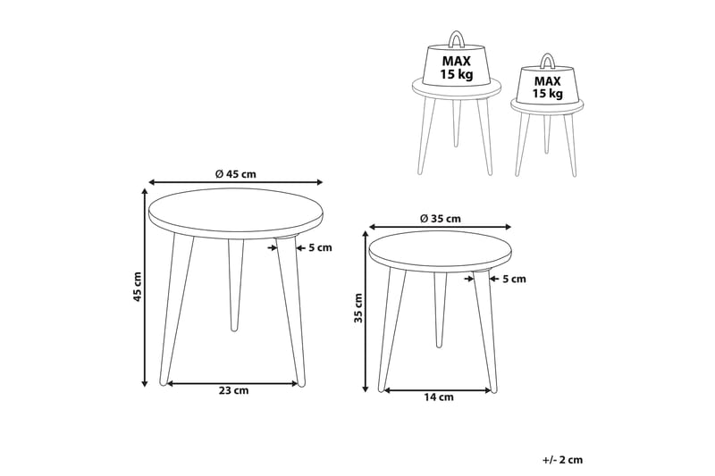 Filbert Settbord 45 cm - Lyst tre/Hvit - Møbler - Bord - Avlastningsbord & sidobord - Settbord