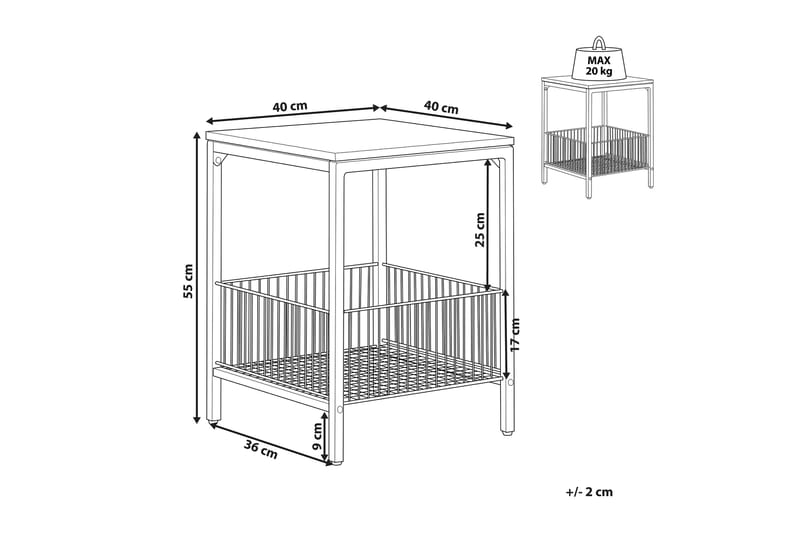 Fintan Sidebord 40 cm - Svart/Mørkt tre - Møbler - Bord - Avlastningsbord & sidobord - Lampebord & sidebord