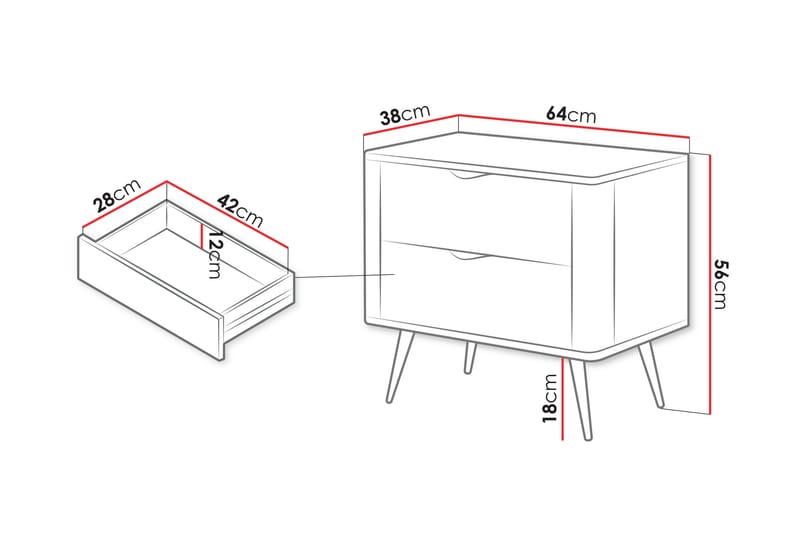 Forba Nattbord 64 cm - Beige - Møbler - Bord - Avlastningsbord & sidobord - Sengebord & nattbord