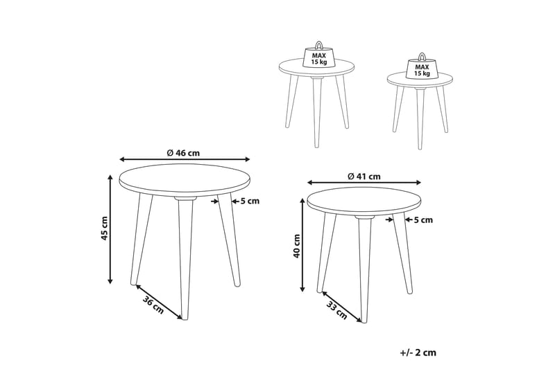 Frederica Settbord 46 cm - Gull - Møbler - Bord - Avlastningsbord & sidobord - Settbord