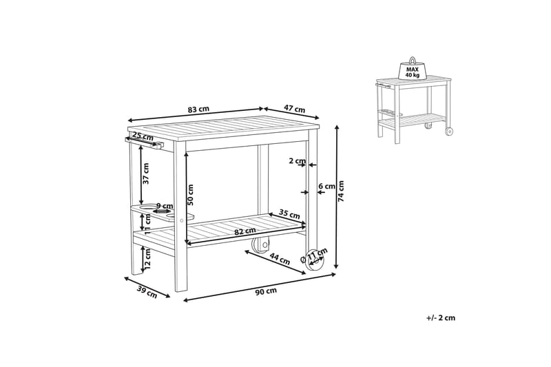 Gaetano Sidebord 47 cm - Lyst tre - Møbler - Bord - Avlastningsbord & sidobord - Lampebord & sidebord