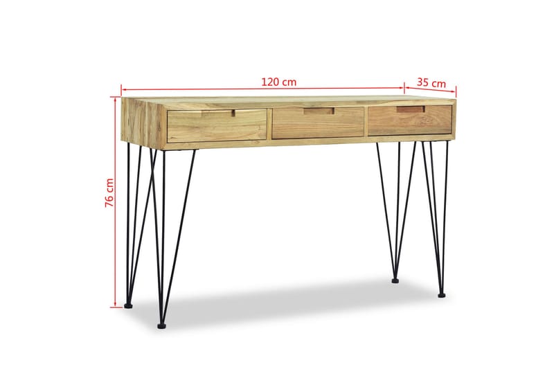 Konsollbord 120x35x76 cm massiv teak - Brun - Møbler - Bord - Avlastningsbord & sidobord - Konsollbord & gangbord