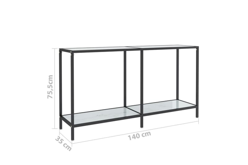 Konsollbord hvit 140x35x75,5 cm herdet glass - Hvit - Møbler - Bord - Avlastningsbord & sidobord - Konsollbord & gangbord