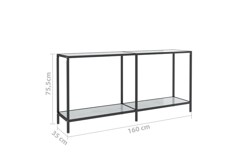 Konsollbord hvit 160x35x75,5 cm herdet glass - Hvit - Møbler - Bord - Avlastningsbord & sidobord - Konsollbord & gangbord