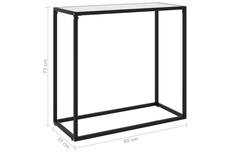 Konsollbord hvit 80x35x75 cm herdet glass - Hvit - Møbler - Bord - Avlastningsbord & sidobord - Konsollbord & gangbord