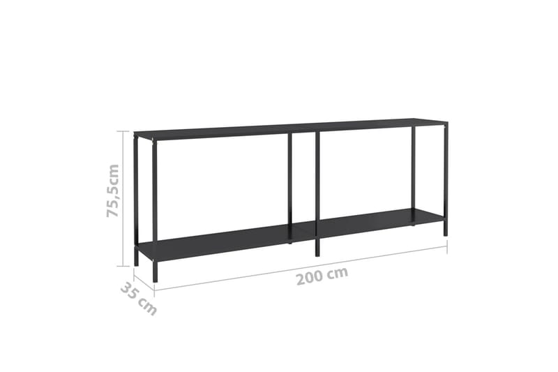 Konsollbord svart 200x35x75,5 cm herdet glass - Svart - Møbler - Bord - Avlastningsbord & sidobord - Konsollbord & gangbord