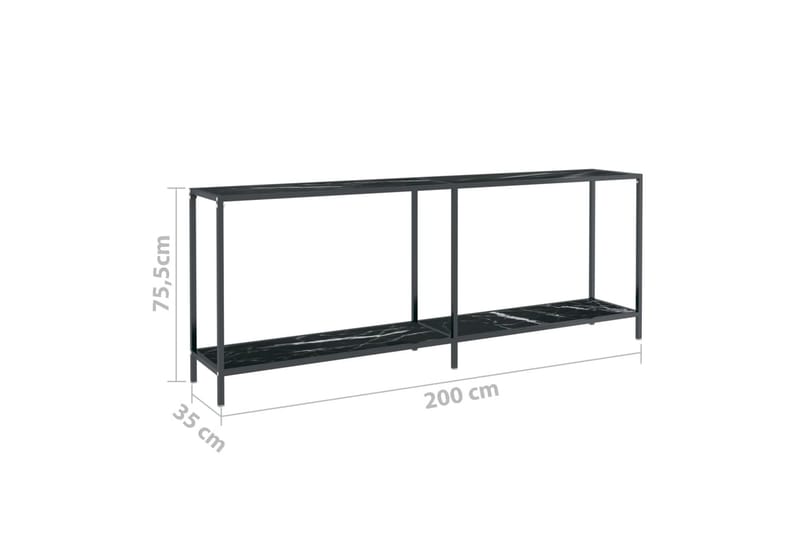 Konsollbord svart 200x35x75,5 cm herdet glass - Svart - Møbler - Bord - Avlastningsbord & sidobord - Konsollbord & gangbord