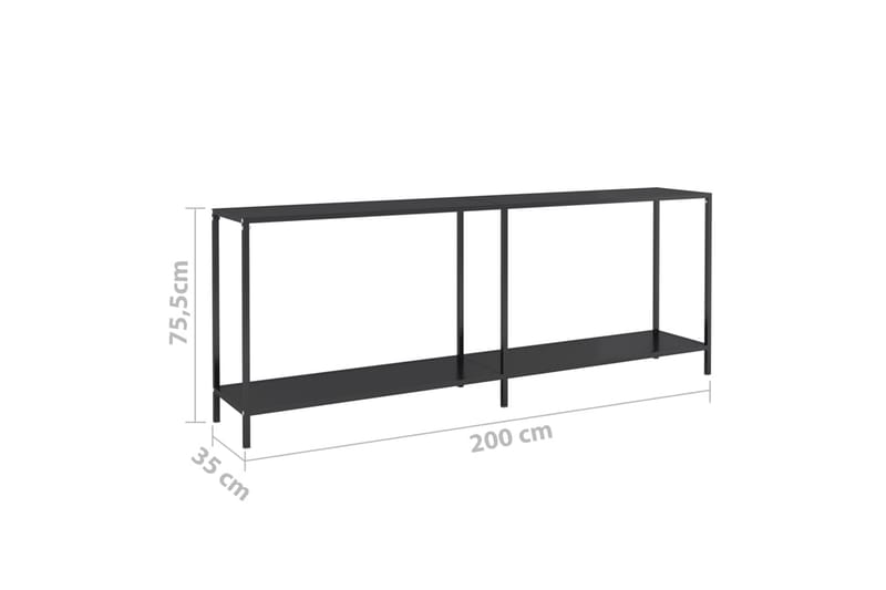 Konsollbord svart 220x35x75,5 cm herdet glass - Svart - Møbler - Bord - Avlastningsbord & sidobord - Konsollbord & gangbord