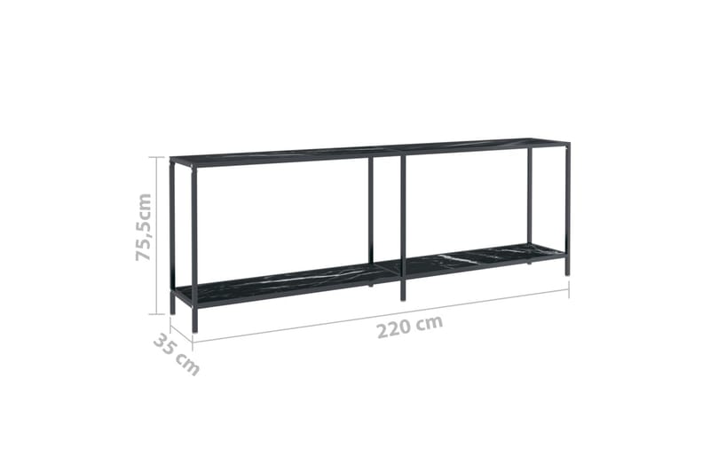 Konsollbord svart 220x35x75,5 cm herdet glass - Svart - Møbler - Bord - Avlastningsbord & sidobord - Konsollbord & gangbord