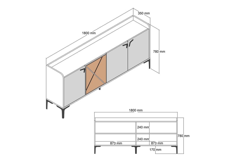 Konsollbord Urgby 180x78 cm - Brun - Møbler - Bord - Avlastningsbord & sidobord - Konsollbord & gangbord