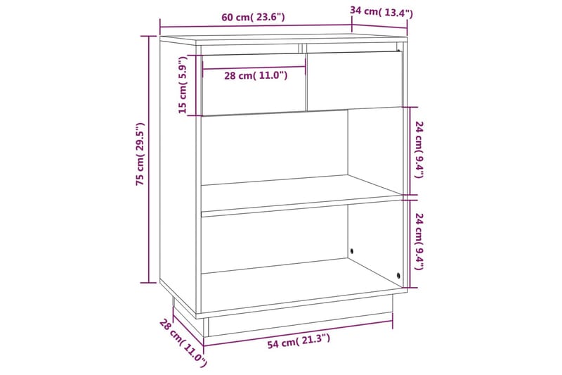 Konsollskap honningbrun 60x34x75 cm heltre furu - Brun - Møbler - Bord - Avlastningsbord & sidobord - Konsollbord & gangbord