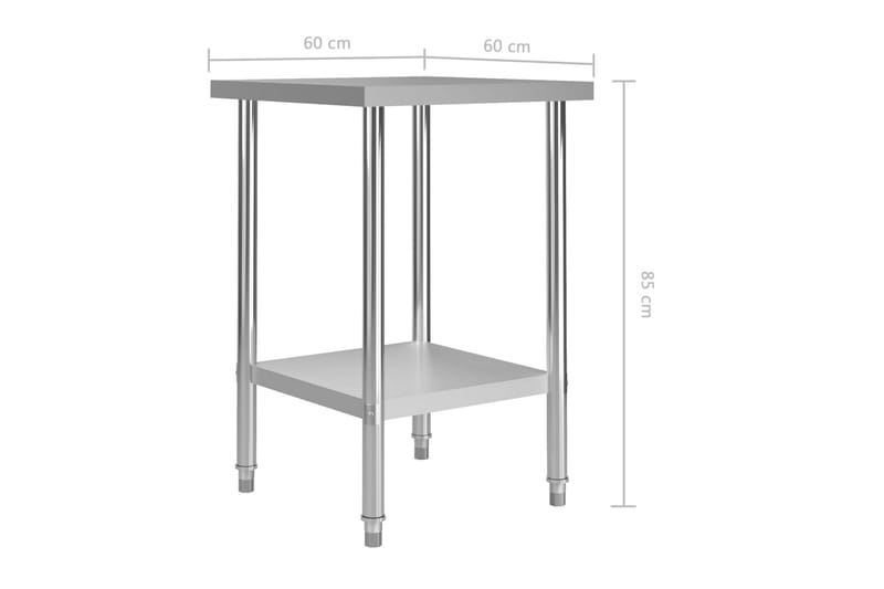 Arbeidsbord for kjøkken 60x60x85 cm rustfritt stål - Møbler - Bord - Avlastningsbord & sidobord - Lampebord & sidebord