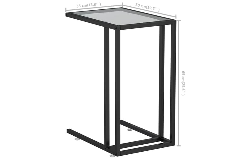 Sidebord for PC svart 50x35x65 cm herdet glass - Svart - Møbler - Bord - Avlastningsbord & sidobord - Lampebord & sidebord