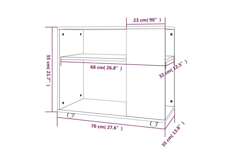 Sidebord grå sonoma 70x35x55 cm konstruert tre - Grå - Møbler - Bord - Avlastningsbord & sidobord - Lampebord & sidebord