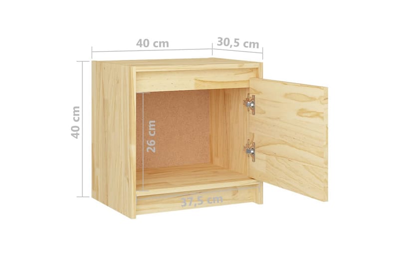 Nattbord 2 stk 40x30,5x40 cm heltre furu - Brun - Møbler - Bord - Avlastningsbord & sidobord - Sengebord & nattbord