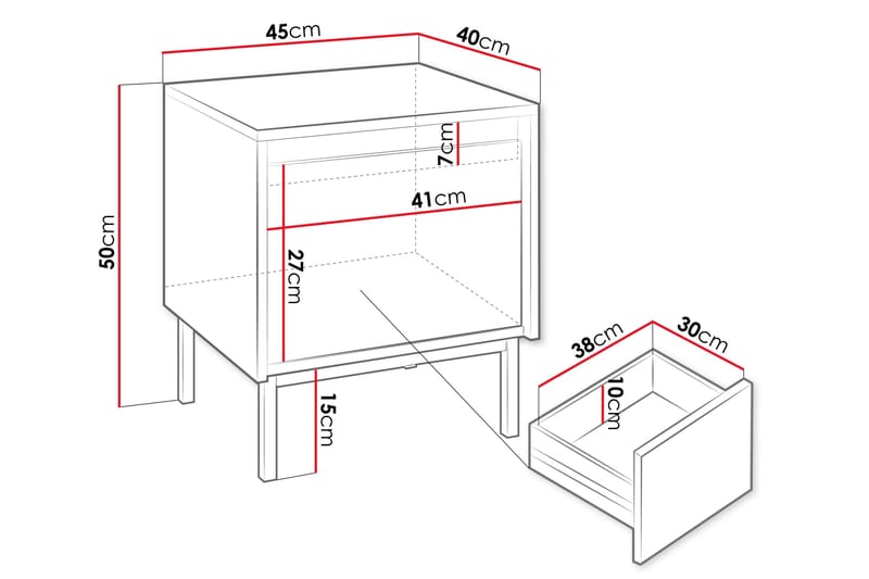 Nattbord Bjurholm 45 cm - Hvit - Møbler - Bord - Avlastningsbord & sidobord - Sengebord & nattbord