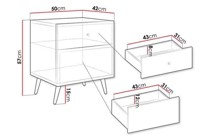 Nattbord Hester 50 cm - Sand beige - Møbler - Bord - Avlastningsbord & sidobord - Sengebord & nattbord