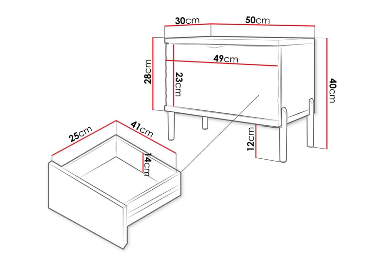 Nattbord Holmes 50 cm - Hvit - Møbler - Bord - Avlastningsbord & sidobord - Sengebord & nattbord