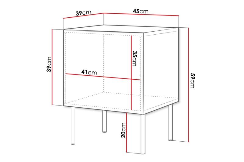 Nattbord Laholm 45 cm - Hvit - Møbler - Bord - Avlastningsbord & sidobord - Sengebord & nattbord