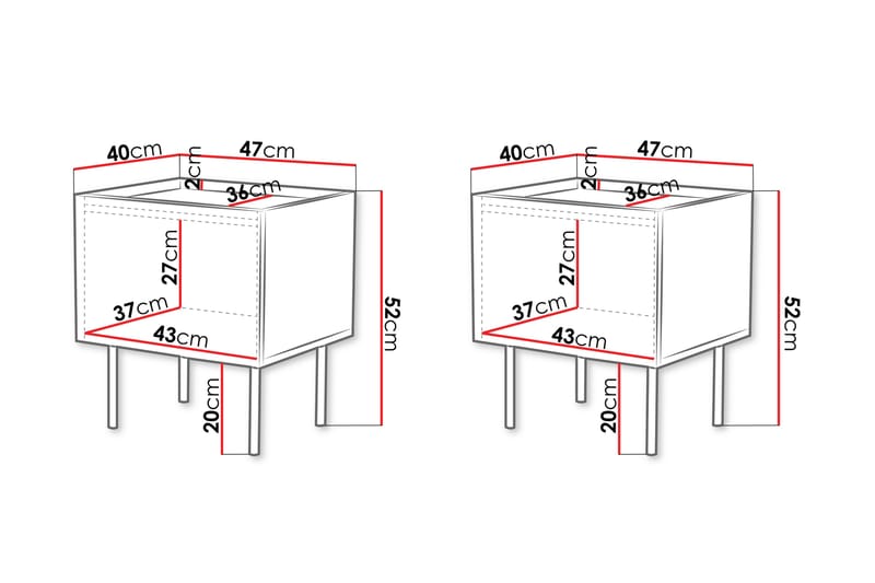 Nattbord Munkedal 47 cm - Hvit - Møbler - Bord - Avlastningsbord & sidobord - Sengebord & nattbord