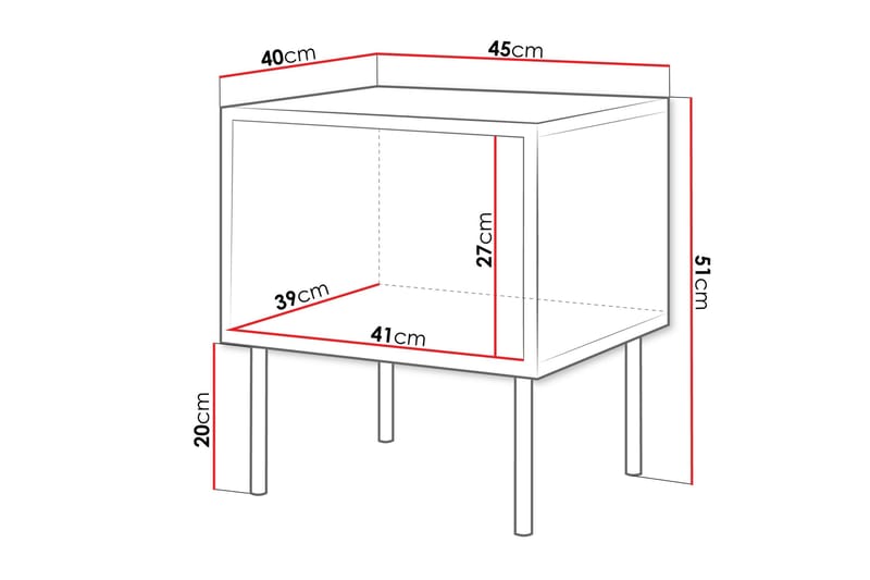 Nattbord Soublet 45 cm - Svart - Møbler - Bord - Avlastningsbord & sidobord - Sengebord & nattbord