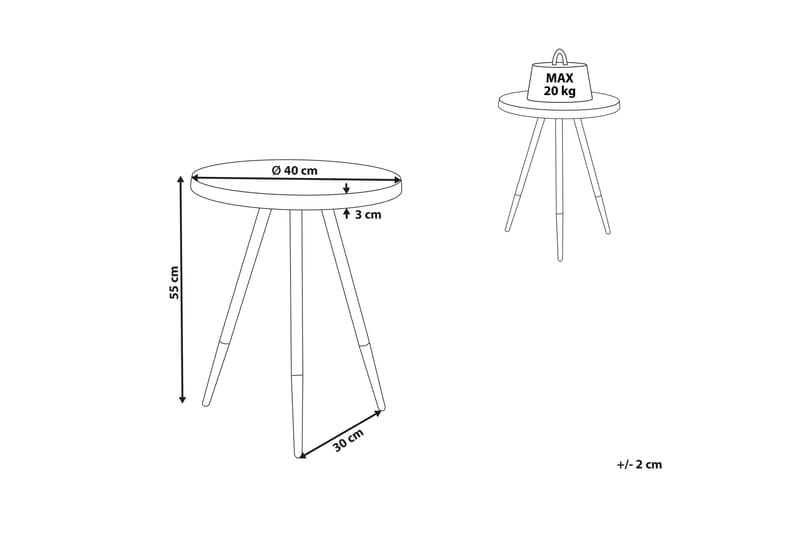 Ramonia Sidebord 40 cm - Lyst tre/Gull/Svart - Møbler - Bord - Avlastningsbord & sidobord - Lampebord & sidebord