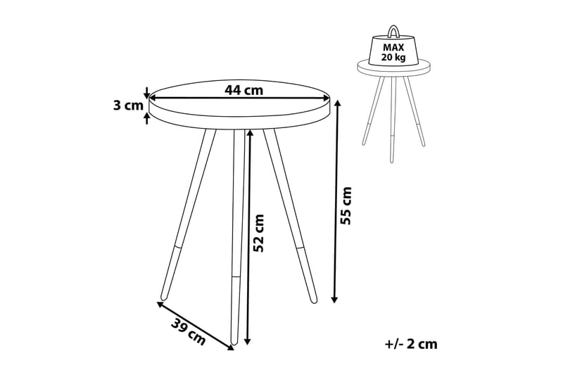 Ramonia Sidebord 44 cm - Mørkt tre/Svart/Gull - Møbler - Bord - Avlastningsbord & sidobord - Lampebord & sidebord