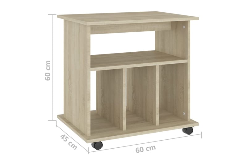 Rulleskap sonoma eik 60x45x60 cm sponplate - Brun - Møbler - Bord - Avlastningsbord & sidobord - Sengebord & nattbord