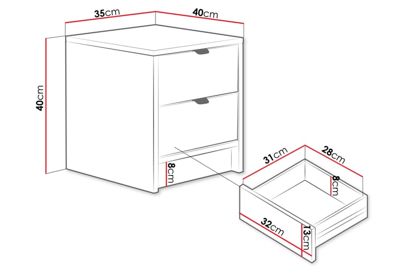 Sängbord Kintore 35 cm - Beige - Møbler - Bord - Avlastningsbord & sidobord - Sengebord & nattbord