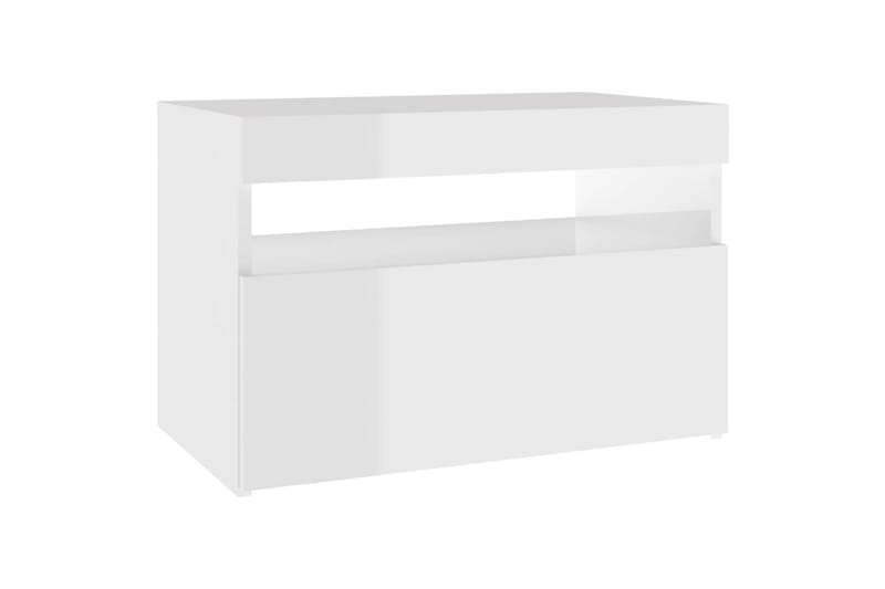 Nattbord & LED-lys 2 stk høyglans hvit 60x35x40 cm - Hvit - Møbler - Bord - Avlastningsbord & sidobord - Sengebord & nattbord