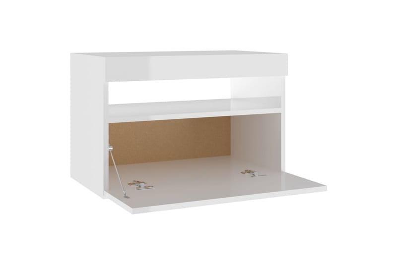 Nattbord & LED-lys 2 stk høyglans hvit 60x35x40 cm - Hvit - Møbler - Bord - Avlastningsbord & sidobord - Sengebord & nattbord