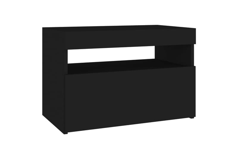 Nattbord & LED-lys 2 stk svart 60x35x40 cm sponplate - Svart - Møbler - Bord - Avlastningsbord & sidobord - Sengebord & nattbord