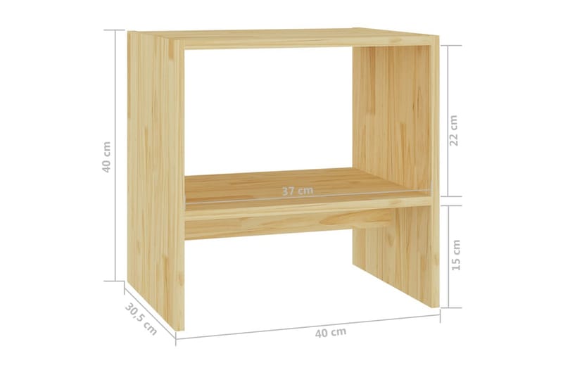 Nattbord 2 stk 40x30,5x40 cm heltre furu - Brun - Møbler - Bord - Avlastningsbord & sidobord - Sengebord & nattbord