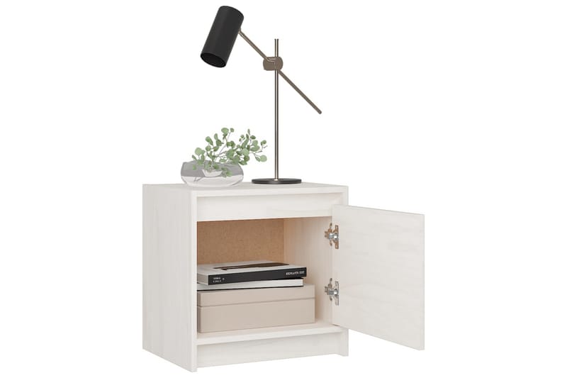 Nattbord 2 stk 40x30,5x40 cm heltre furu hvit - Hvit - Møbler - Bord - Avlastningsbord & sidobord - Sengebord & nattbord