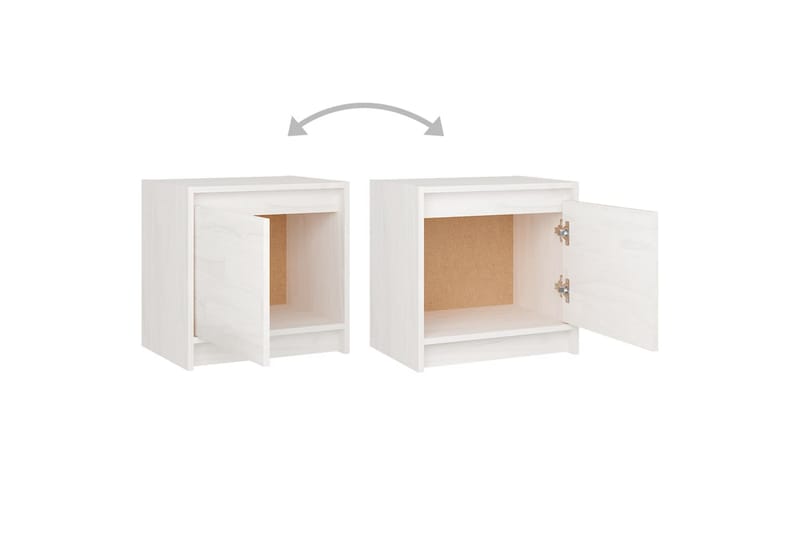 Nattbord 2 stk 40x30,5x40 cm heltre furu hvit - Hvit - Møbler - Bord - Avlastningsbord & sidobord - Sengebord & nattbord