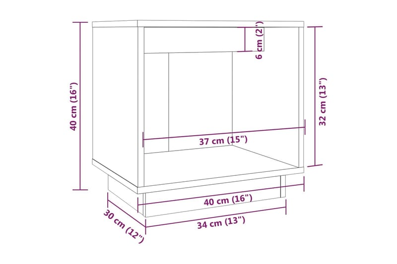 Nattbord 2 stk 40x30x40 heltre furu hvit - Hvit - Møbler - Bord - Avlastningsbord & sidobord - Sengebord & nattbord