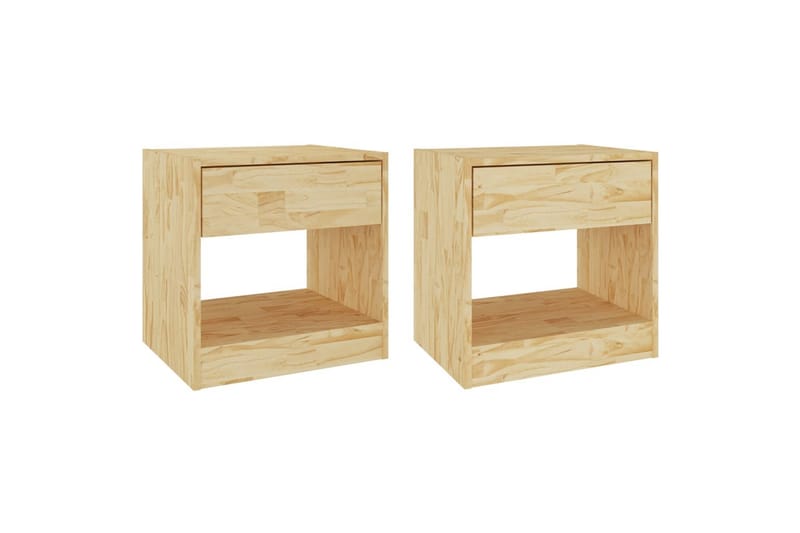 Nattbord 2 stk 40x31x40 cm heltre furu - Brun - Møbler - Bord - Avlastningsbord & sidobord - Sengebord & nattbord