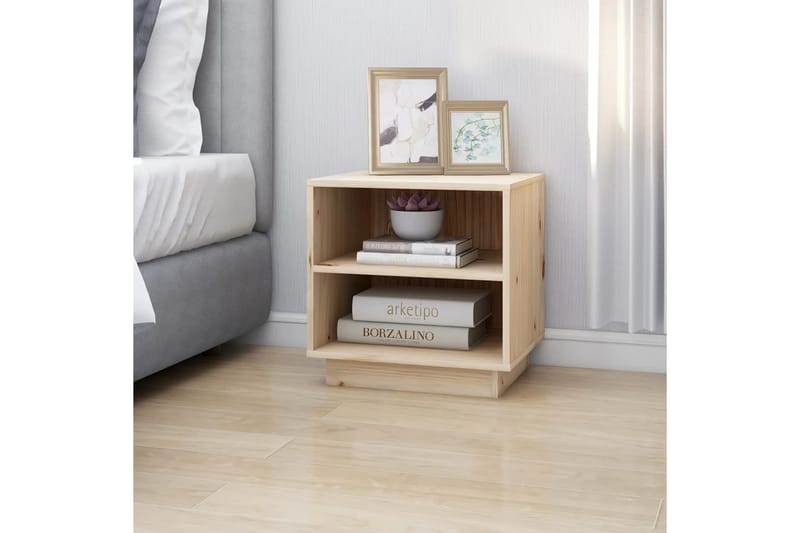 Nattbord 2 stk 40x34x40 cm heltre furu - Brun - Møbler - Bord - Avlastningsbord & sidobord - Sengebord & nattbord