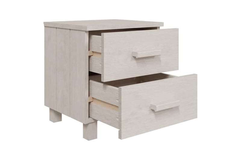 Nattbord 2 stk 40x35x44,5 cm heltre furu hvit - Hvit - Møbler - Bord - Avlastningsbord & sidobord - Sengebord & nattbord