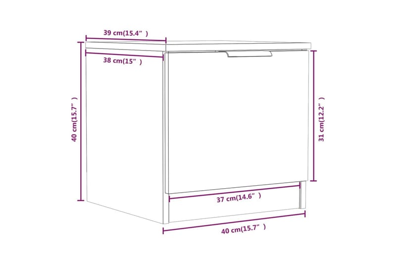 Nattbord 2 stk betonggrå 40x39x40 cm - Grå - Møbler - Bord - Avlastningsbord & sidobord - Sengebord & nattbord