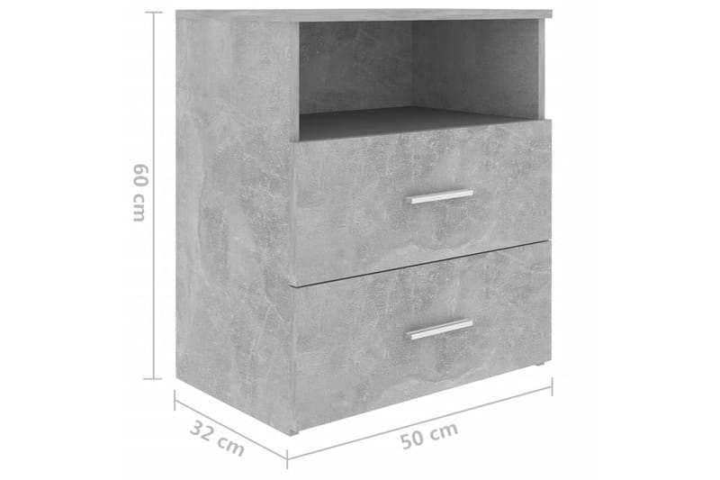 Nattbord 2 stk betonggrå 50x32x60 cm - Grå - Møbler - Bord - Avlastningsbord & sidobord - Sengebord & nattbord