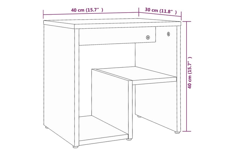 Nattbord 2 stk brun eik 40x30x40 cm konstruert tre - Brun - Møbler - Bord - Avlastningsbord & sidobord - Sengebord & nattbord