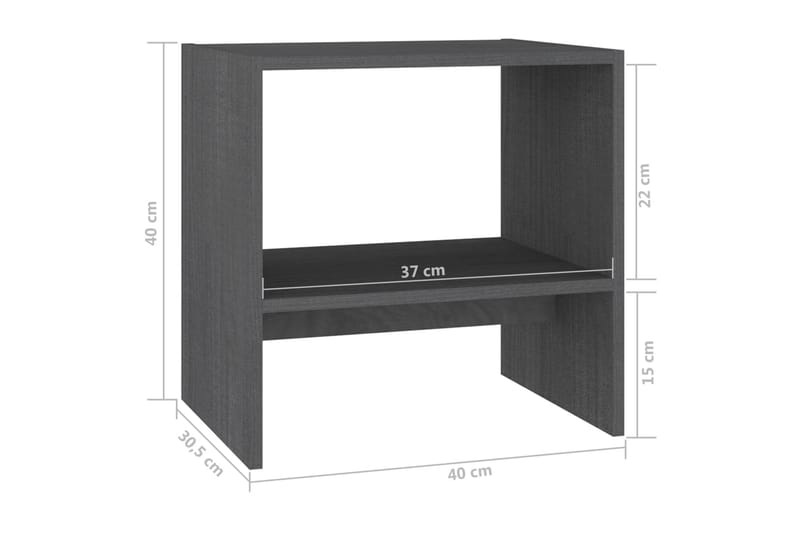 Nattbord 2 stk grå 40x30,5x40 cm heltre furu - Grå - Møbler - Bord - Avlastningsbord & sidobord - Sengebord & nattbord