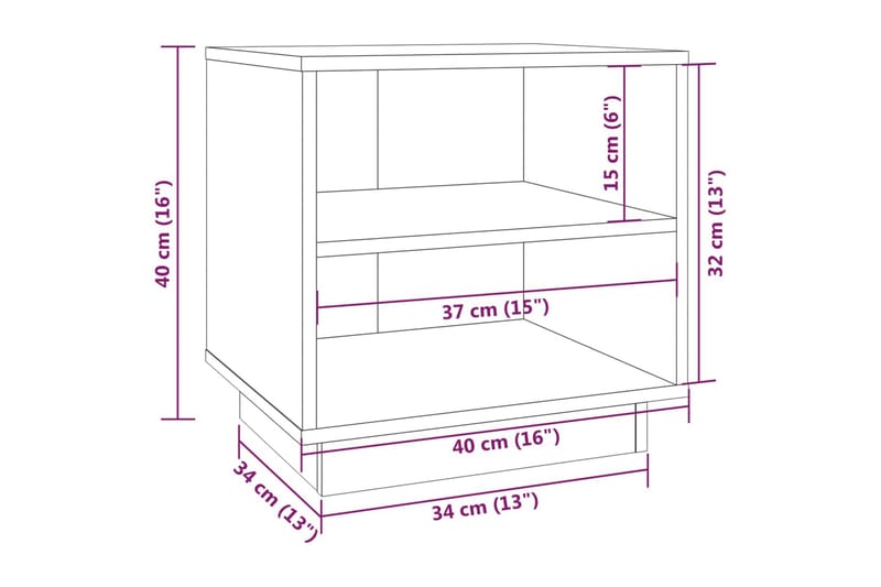 Nattbord 2 stk grå 40x34x40 cm heltre furu - Grå - Møbler - Bord - Avlastningsbord & sidobord - Sengebord & nattbord