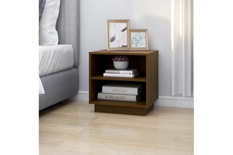 Nattbord 2 stk honningbrun 40x34x40 cm heltre furu - Brun - Møbler - Bord - Avlastningsbord & sidobord - Sengebord & nattbord