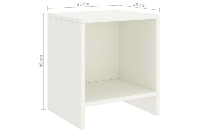 Nattbord 2 stk hvit 35x30x40 cm heltre furu - Hvit - Møbler - Bord - Avlastningsbord & sidobord - Sengebord & nattbord