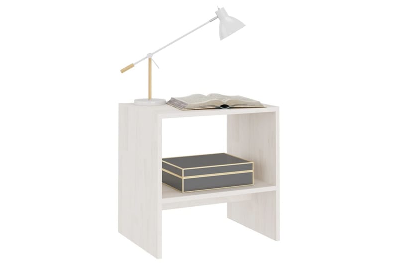 Nattbord 2 stk hvit 40x30,5x40 cm heltre furu - Hvit - Møbler - Bord - Avlastningsbord & sidobord - Sengebord & nattbord