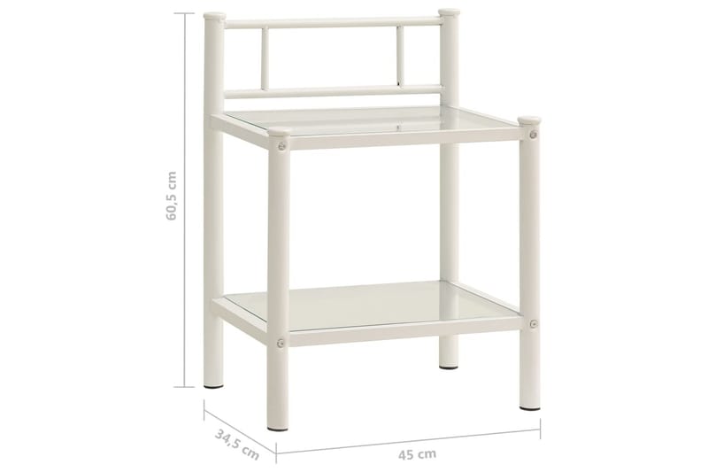 Nattbord 2 stk hvit og gjennomsiktig metall og glass - Møbler - Bord - Avlastningsbord & sidobord - Sengebord & nattbord